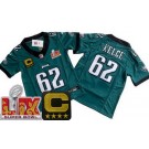 Youth Philadelphia Eagles #62 Jason Kelce Limited Green C Patch Super Bowl LIX Vapor FUSE Jersey