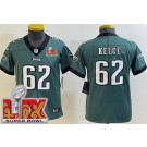 Youth Philadelphia Eagles #62 Jason Kelce Limited Green Super Bowl LIX Vapor Jersey