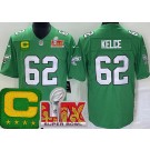 Youth Philadelphia Eagles #62 Jason Kelce Limited Kelly Green C Patch Super Bowl LIX Vapor Jersey