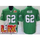 Youth Philadelphia Eagles #62 Jason Kelce Limited Kelly Green Super Bowl LIX Vapor Jersey