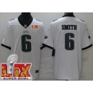 Youth Philadelphia Eagles #6 DeVonta Smith Limited White Super Bowl LIX Vapor Jersey