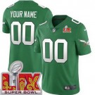 Youth Philadelphia Eagles Customized Limited Kelly Green Super Bowl LIX Vapor Jersey