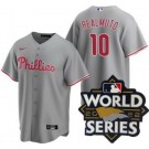 Youth Philadelphia Phillies #10 JT Realmuto Gray 2022 World Series Cool Base Jersey