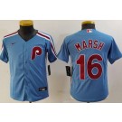 Youth Philadelphia Phillies #16 Brandon Marsh Light Blue Cool Base Jersey