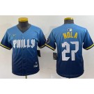 Youth Philadelphia Phillies #27 Aaron Nola Blue 2024 City Limited Cool Base Jersey