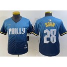 Youth Philadelphia Phillies #28 Alec Bohm Blue 2024 City Cool Base Jersey
