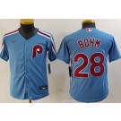 Youth Philadelphia Phillies #28 Alec Bohm Light Blue Cool Base Jersey