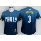 Youth Philadelphia Phillies #3 Bryce Harper Blue 2024 City Limited Cool Base Jersey