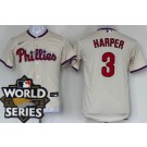 Youth Philadelphia Phillies #3 Bryce Harper Cream 2022 World Series Cool Base Jersey