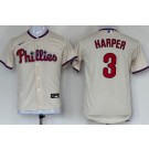 Youth Philadelphia Phillies #3 Bryce Harper Cream Cool Base Jersey