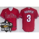 Youth Philadelphia Phillies #3 Bryce Harper Red 2022 World Series Cool Base Jersey
