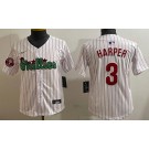 Youth Philadelphia Phillies #3 Bryce Harper White Fashion Limited Jersey
