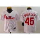 Youth Philadelphia Phillies #45 Zack Wheeler White Cool Base Jersey