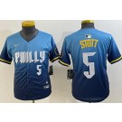 Youth Philadelphia Phillies #5 Bryson Stott Blue 2024 City Player Number Cool Base Jersey