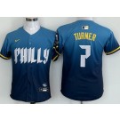 Youth Philadelphia Phillies #7 Trea Turner Blue 2024 City Limited Cool Base Jersey