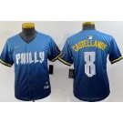 Youth Philadelphia Phillies #8 Nick Castellanos Blue 2024 City Limited Cool Base Jersey