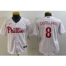 Youth Philadelphia Phillies #8 Nick Castellanos White Cool Base Jersey
