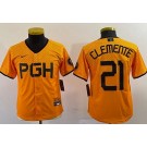 Youth Pittsburgh Pirates #21 Roberto Clemente Yellow 2023 City Connect Cool Base Jersey