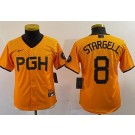 Youth Pittsburgh Pirates #8 Willie Stargell Yellow 2023 City Connect Cool Base Jersey