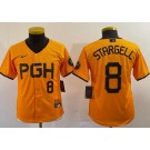 Youth Pittsburgh Pirates #8 Willie Stargell Yellow 2023 City Connect Player Number Cool Base Jersey