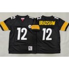 Youth Pittsburgh Steelers #12 Terry Bradshaw Black Throwback Jersey