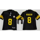 Youth Pittsburgh Steelers #8 Aaron Rodgers Limited Black Throwback Vapor Jersey