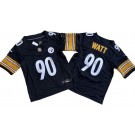 Youth Pittsburgh Steelers #90 TJ Watt Limited Black FUSE Vapor Jersey