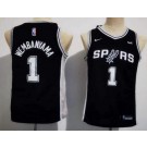 Youth San Antonio Spurs #1 Victor Wembanyama Black Icon Sponsor Swingman Jersey