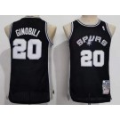 Youth San Antonio Spurs #20 Manu Ginobili Black Throwback Swingman Jersey