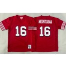 Youth San Francisco 49ers #16 Joe Montana Red Alternate 1989 Throwback Jersey