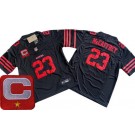 Youth San Francisco 49ers #23 Christian McCaffrey Limited Black C Patch FUSE Vapor Jersey