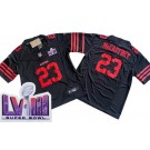 Youth San Francisco 49ers #23 Christian McCaffrey Limited Black LVIII Super Bowl FUSE Vapor Jersey