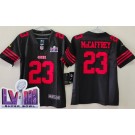 Youth San Francisco 49ers #23 Christian McCaffrey Limited Black LVIII Super Bowl Vapor Jersey