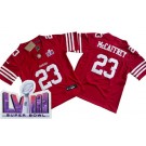 Youth San Francisco 49ers #23 Christian McCaffrey Limited Red LVIII Super Bowl FUSE Vapor Jersey