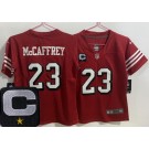 Youth San Francisco 49ers #23 Christian McCaffrey Limited Red Throwback C Patch Vapor Jersey
