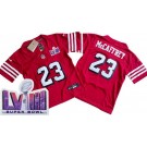 Youth San Francisco 49ers #23 Christian McCaffrey Limited Red Throwback LVIII Super Bowl FUSE Vapor Jersey