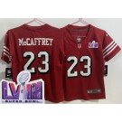 Youth San Francisco 49ers #23 Christian McCaffrey Limited Red Throwback LVIII Super Bowl Vapor Jersey