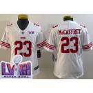 Youth San Francisco 49ers #23 Christian McCaffrey Limited White LVIII Super Bowl Vapor Jersey