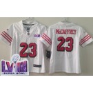 Youth San Francisco 49ers #23 Christian McCaffrey Limited White Throwback LVIII Super Bowl Vapor Jersey