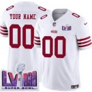 Youth San Francisco 49ers Customized Limited White LVIII Super Bowl FUSE Vapor Jersey