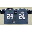 Youth Seattle Seahawks #24 Marshawn Lynch Navy Throwback Jersey