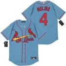 Youth St Louis Cardinals #4 Yadier Molina Blue 2020 Cool Base Jersey
