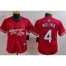 Youth St Louis Cardinals #4 Yadier Molina Red 2024 City Connect Limited Jersey