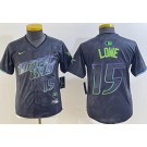 Youth Tampa Bay Rays #15 Josh Lowe Charcoal 2024 City Connect Player Number Limited Jersey