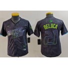 Youth Tampa Bay Rays #21 Jonny DeLuca Charcoal 2024 City Connect Limited Jersey
