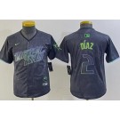 Youth Tampa Bay Rays #2 Yandy Diaz Charcoal 2024 City Connect Limited Cool Base Jersey