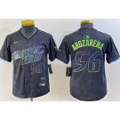 Youth Tampa Bay Rays #56 Randy Arozarena Charcoal 2024 City Connect Player Number Limited Cool Base Jersey