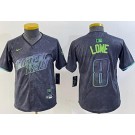 Youth Tampa Bay Rays #8 Brandon Lowe Charcoal 2024 City Connect Limited Cool Base Jersey