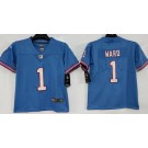 Youth Tennessee Titans #1 Cameron Ward Limited Blue Throwback Vapor Jersey