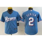 Youth Texas Rangers #2 Marcus Semien Light Blue Team Logo Cool Base Jersey